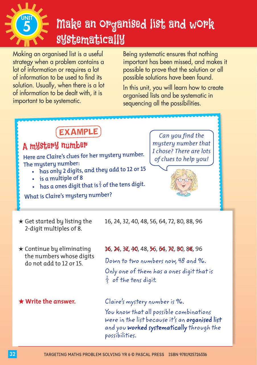 Sample interior activity page from Targeting Maths Problem Solving Year 6, as shown in the publisher gallery