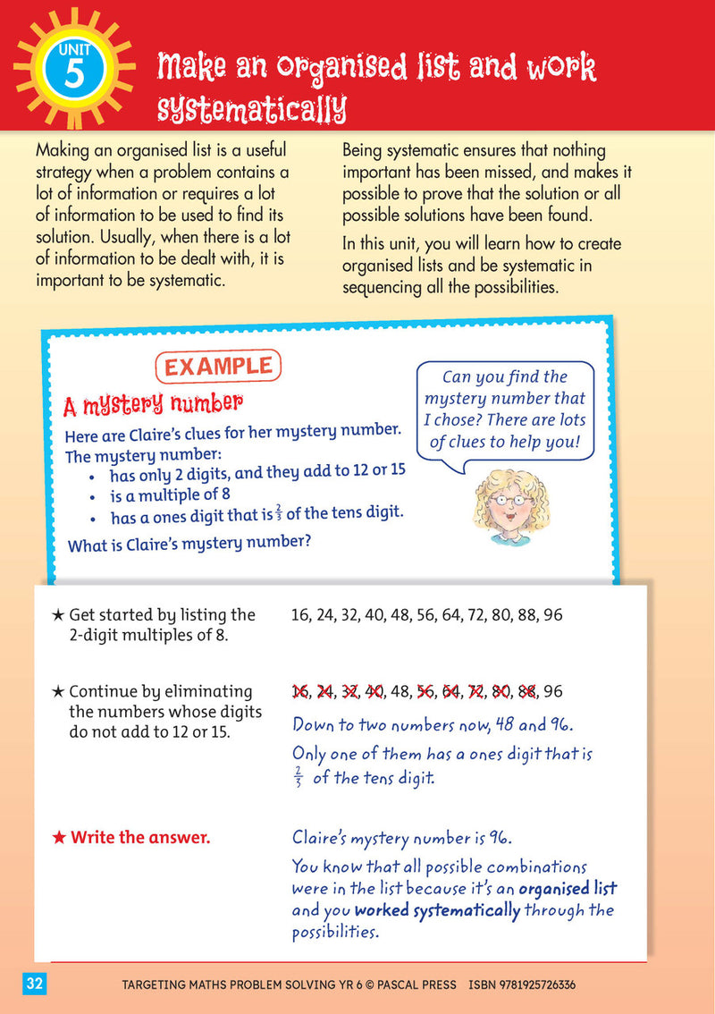 Sample interior activity page from Targeting Maths Problem Solving Year 6, as shown in the publisher gallery