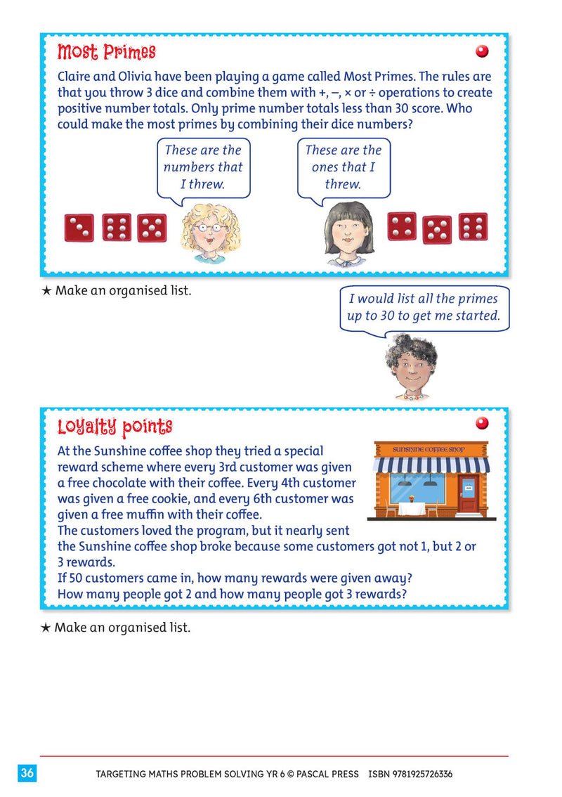 Sample interior activity page from Targeting Maths Problem Solving Year 6, as shown in the publisher gallery