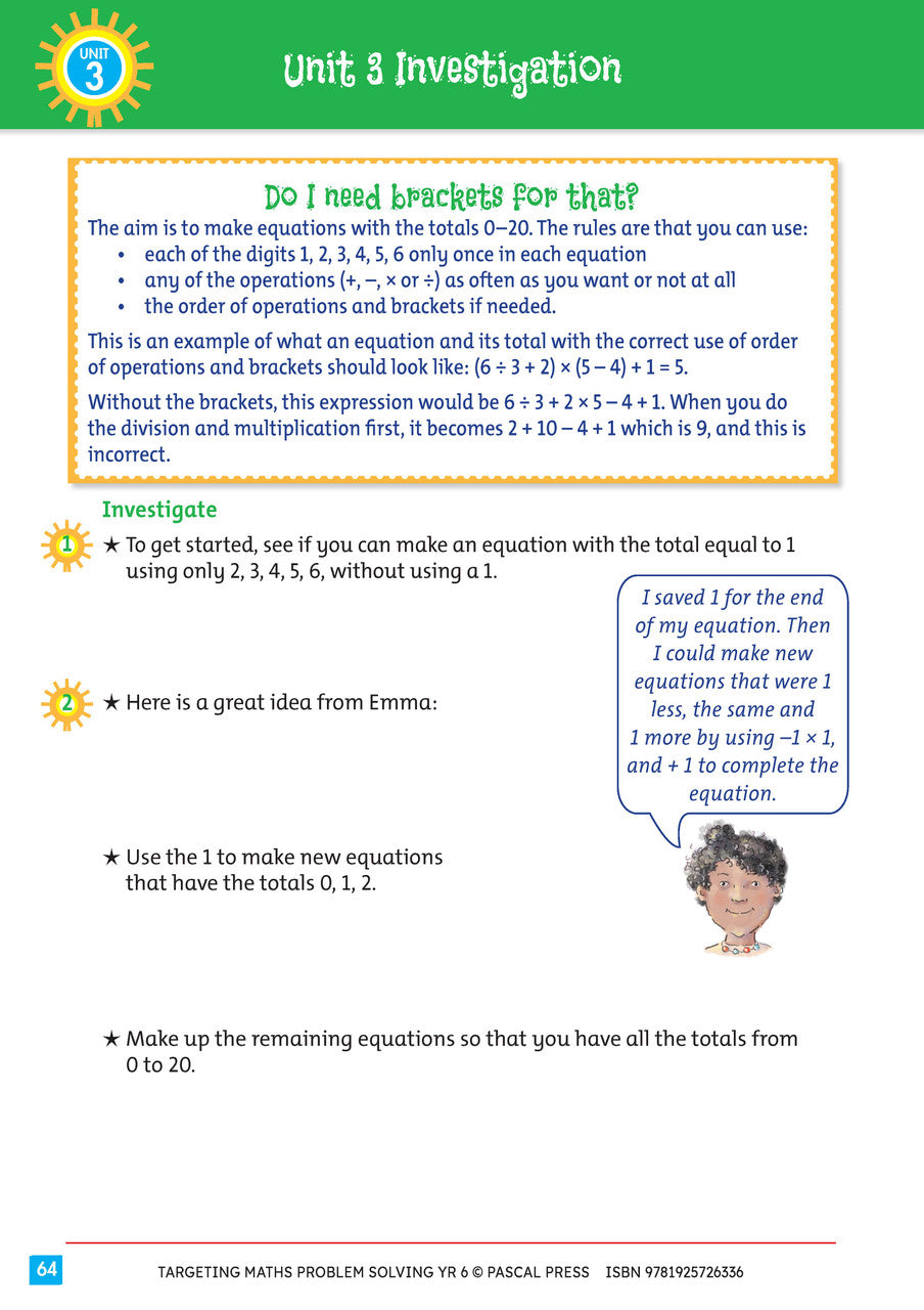 Sample interior activity page from Targeting Maths Problem Solving Year 6, as shown in the publisher gallery