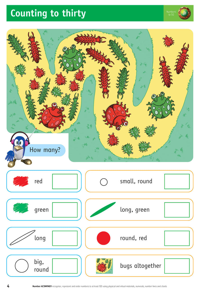 Sample inside page from the Targeting Maths Year 1 Student Book, taken from the publisher product gallery