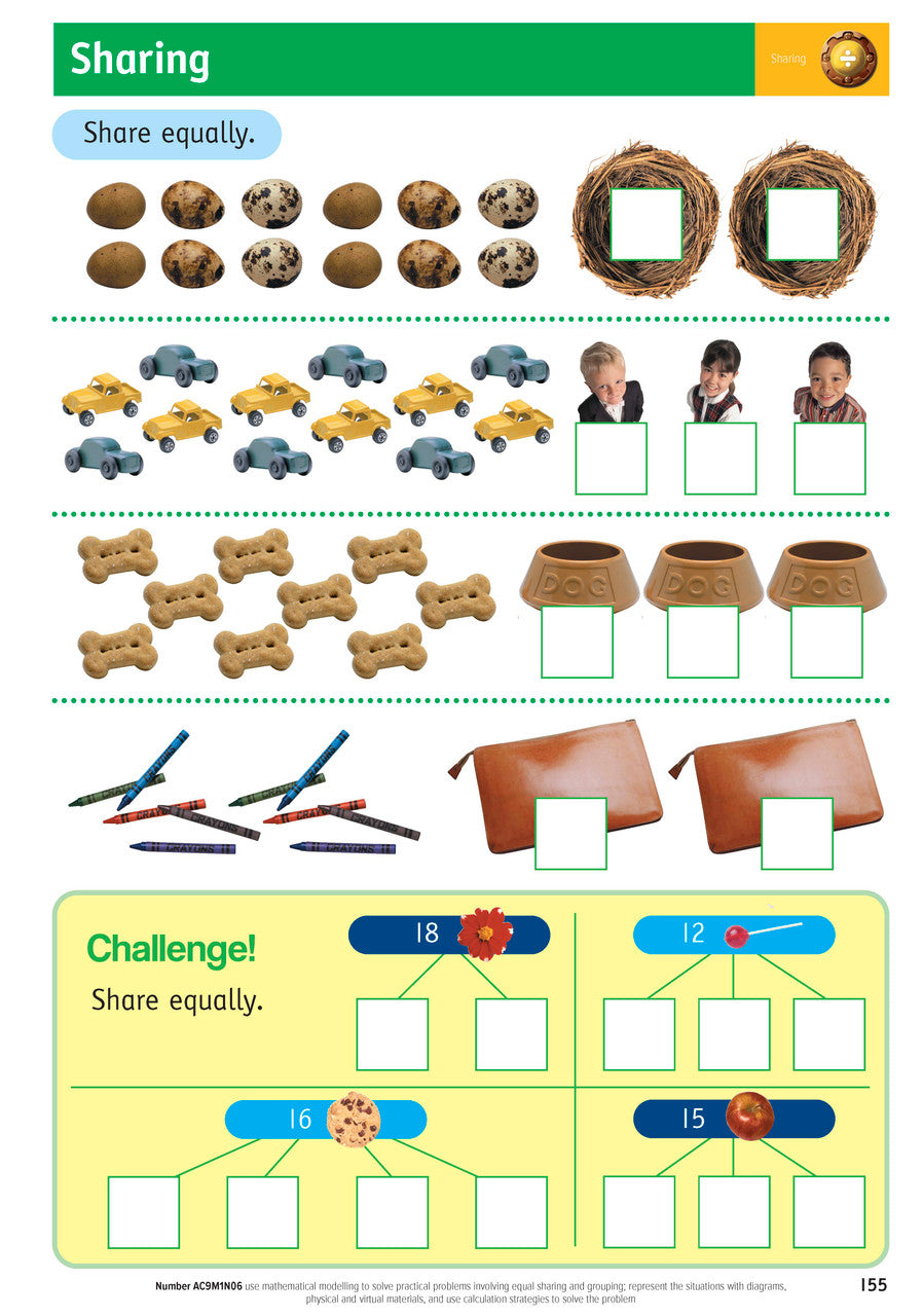 Sample inside page from the Targeting Maths Year 1 Student Book, taken from the publisher product gallery