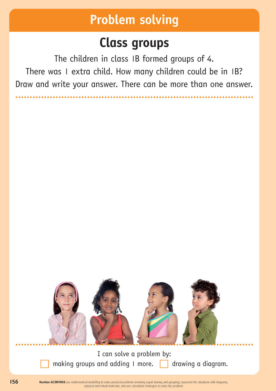 Sample inside page from the Targeting Maths Year 1 Student Book, taken from the publisher product gallery