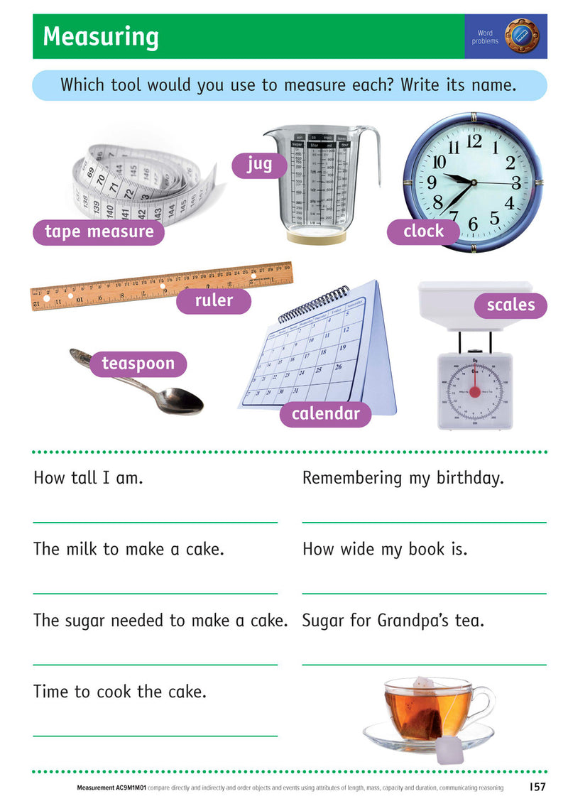 Sample inside page from the Targeting Maths Year 1 Student Book, taken from the publisher product gallery