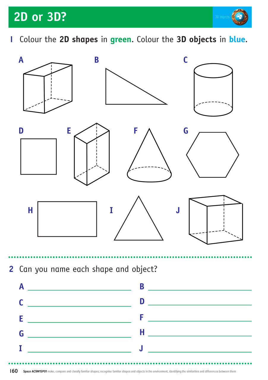 Sample inside page from the Targeting Maths Year 1 Student Book, taken from the publisher product gallery