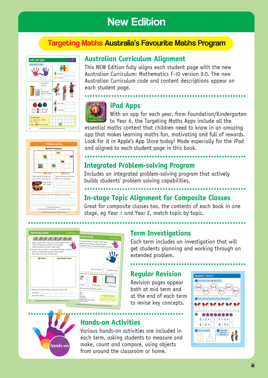 Sample inside page from the Targeting Maths Year 1 Student Book, taken from the publisher product gallery