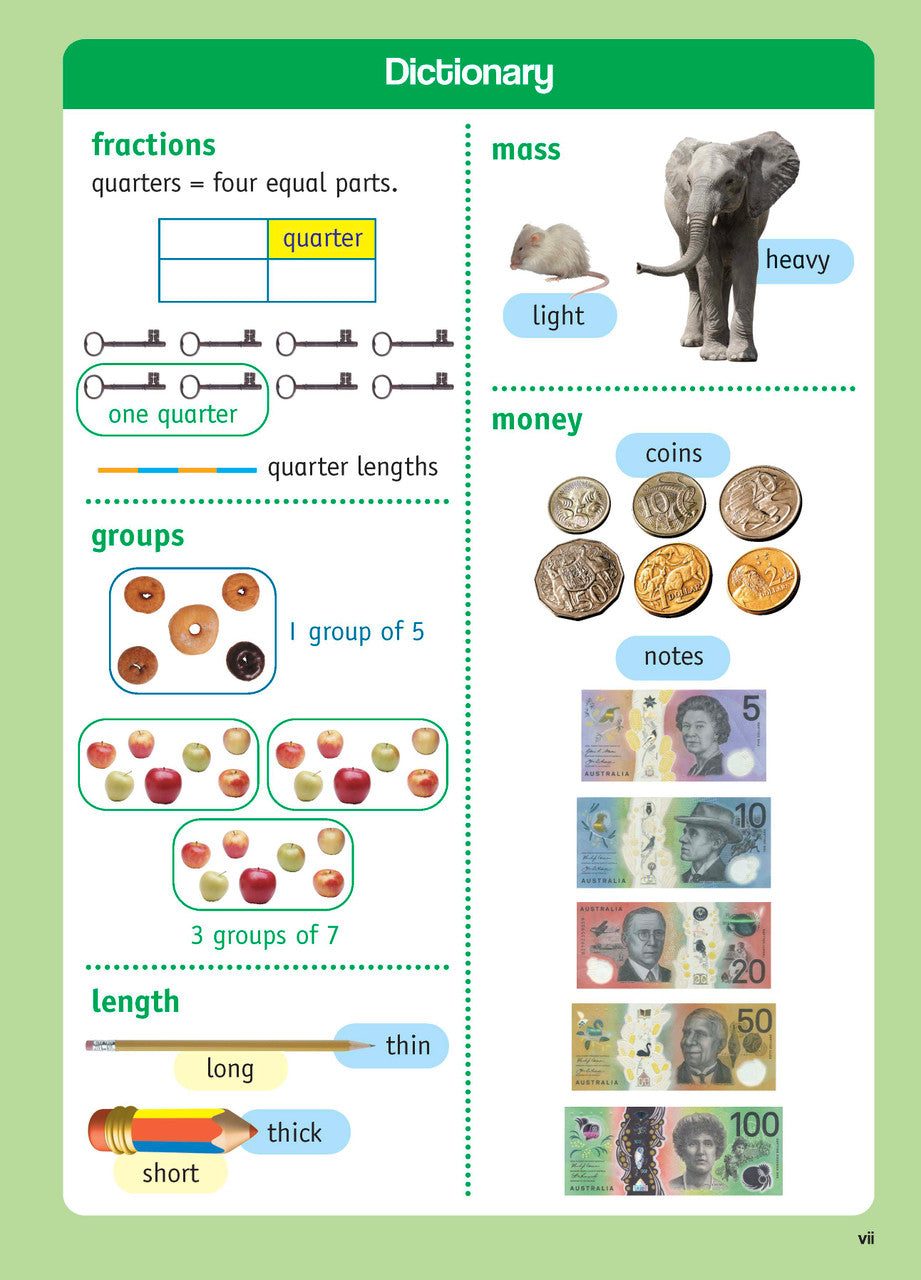 Sample inside page from the Targeting Maths Year 1 Student Book, taken from the publisher product gallery