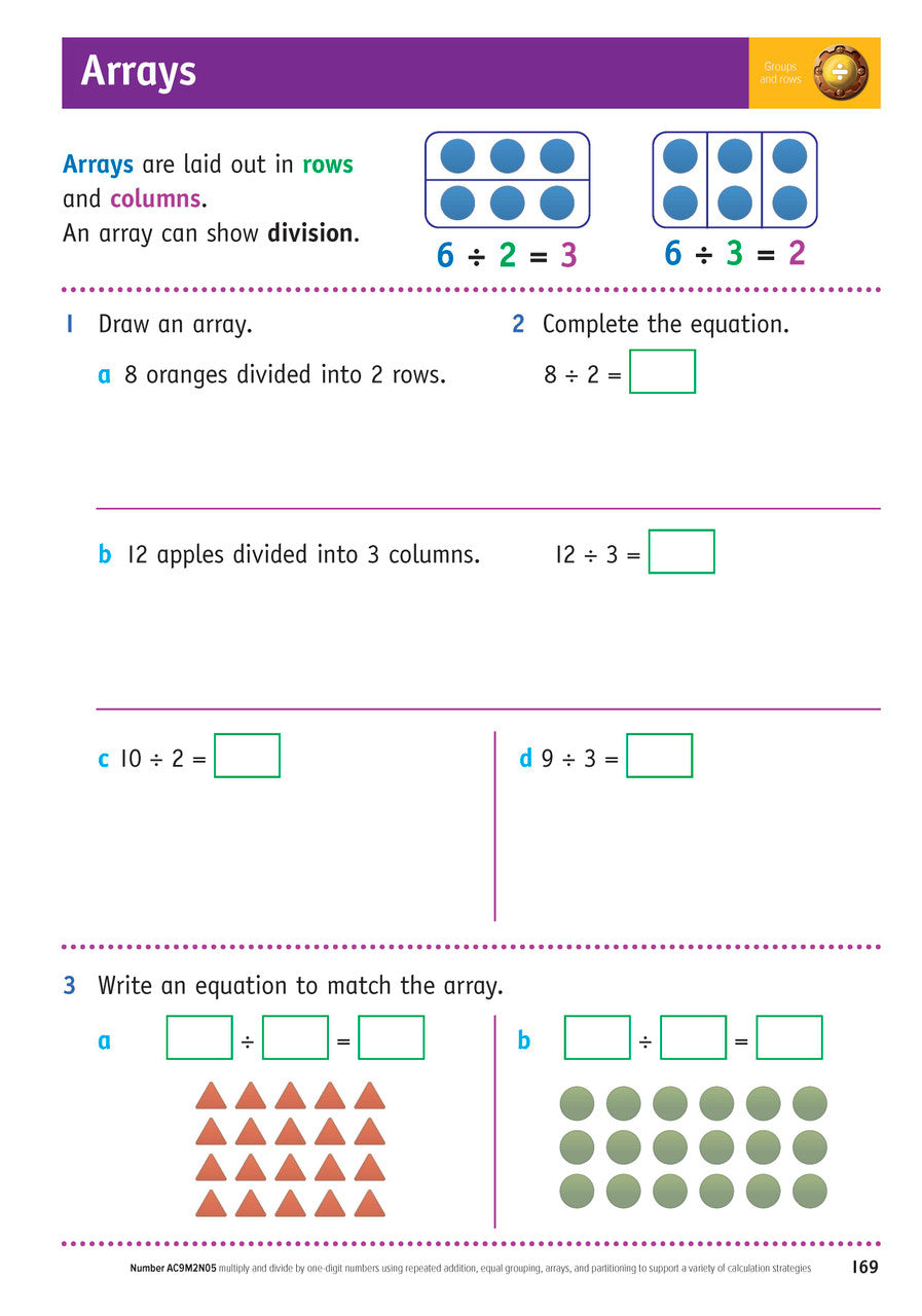 Sample inside page from the Targeting Maths Year 2 Student Book, taken from the publisher product gallery