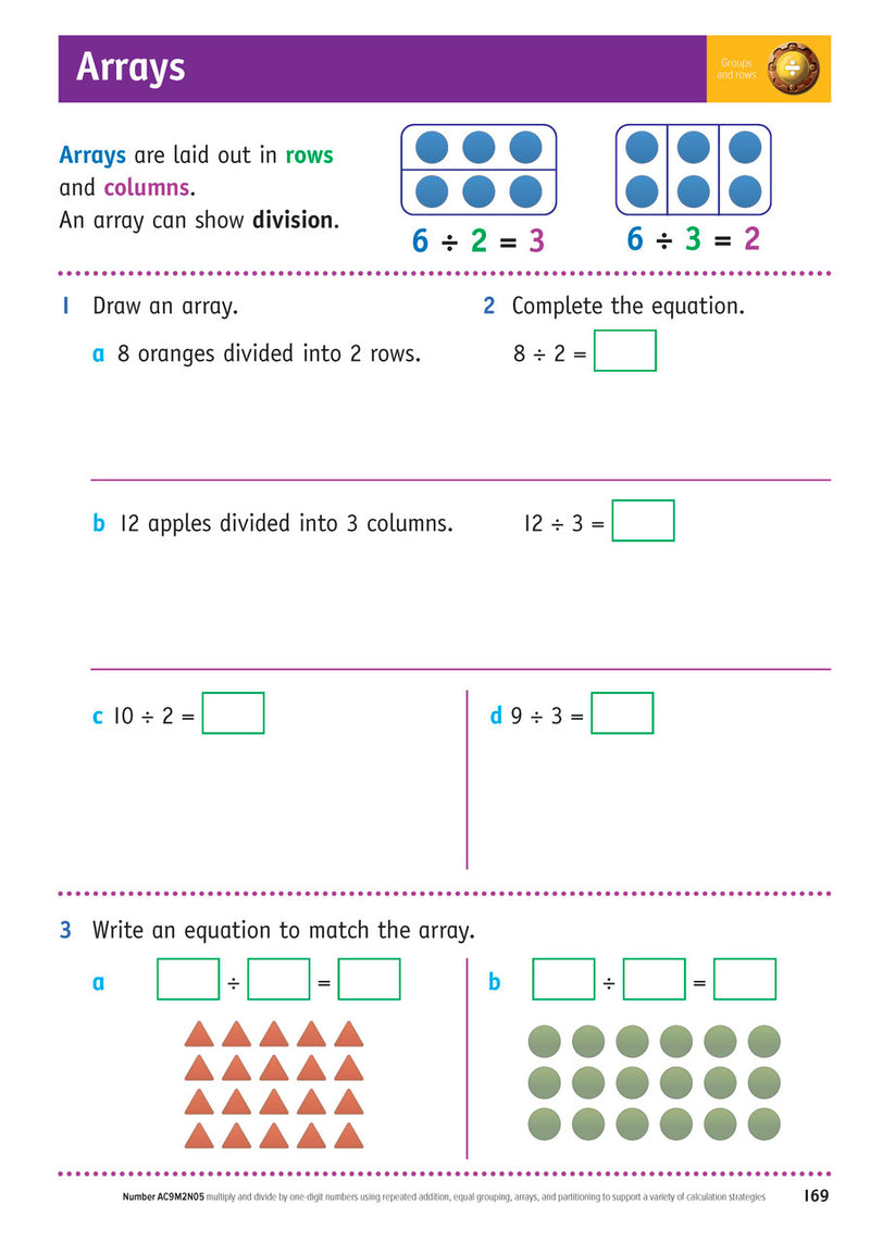 Sample inside page from the Targeting Maths Year 2 Student Book, taken from the publisher product gallery