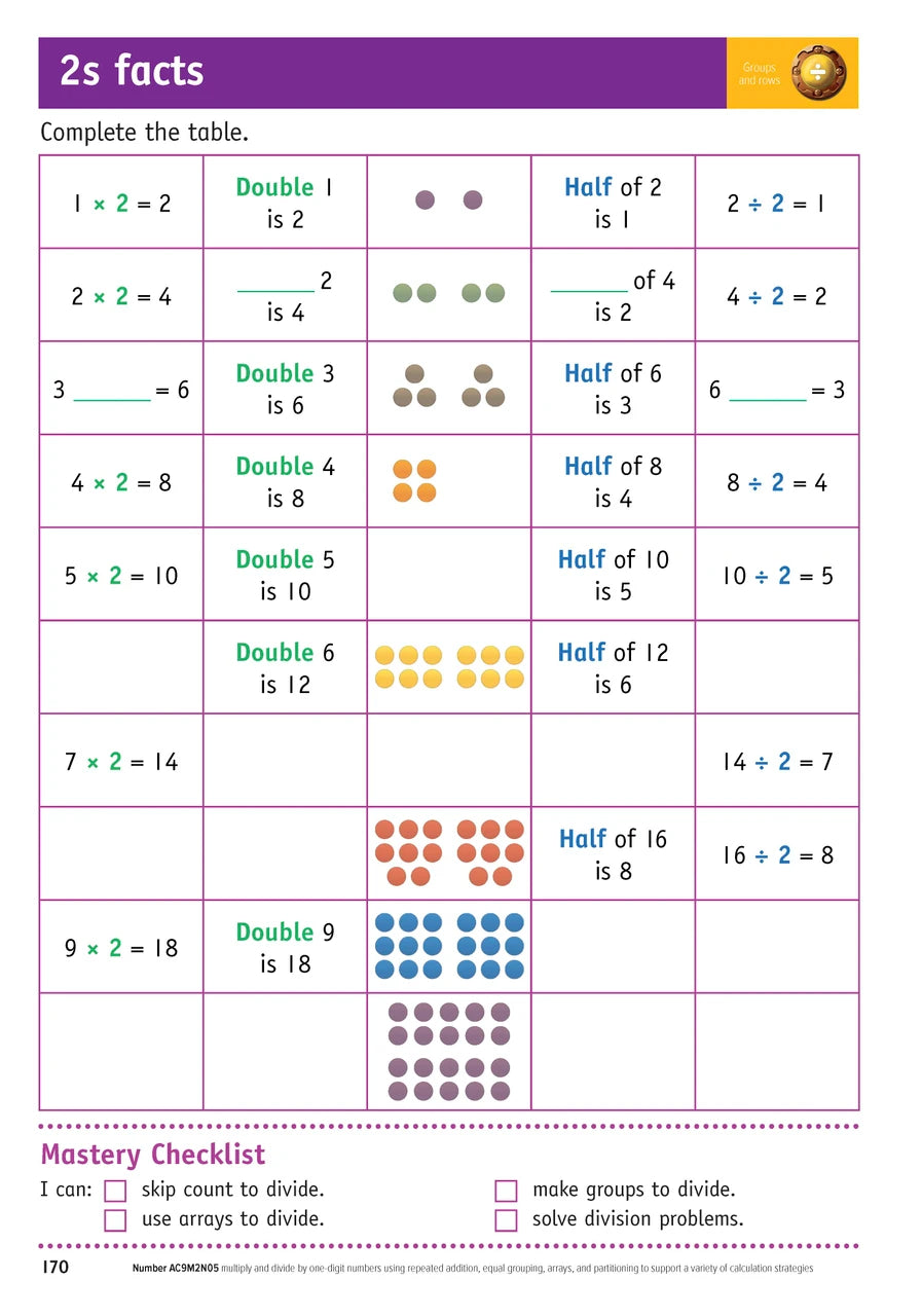 Sample inside page from the Targeting Maths Year 2 Student Book, taken from the publisher product gallery