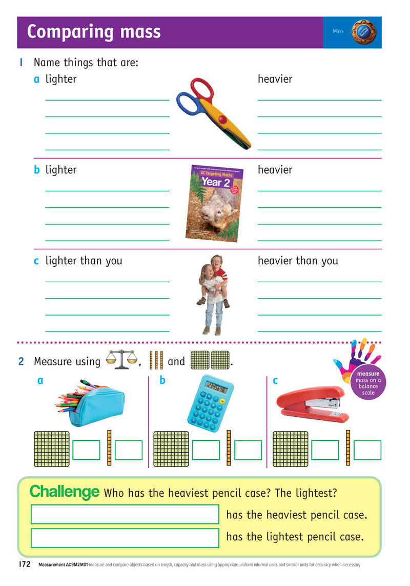 Sample inside page from the Targeting Maths Year 2 Student Book, taken from the publisher product gallery