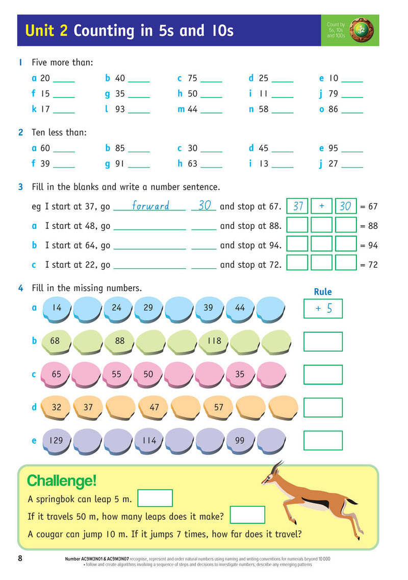 Sample inside page from the Targeting Maths Year 3 Student Book, taken from the publisher product gallery