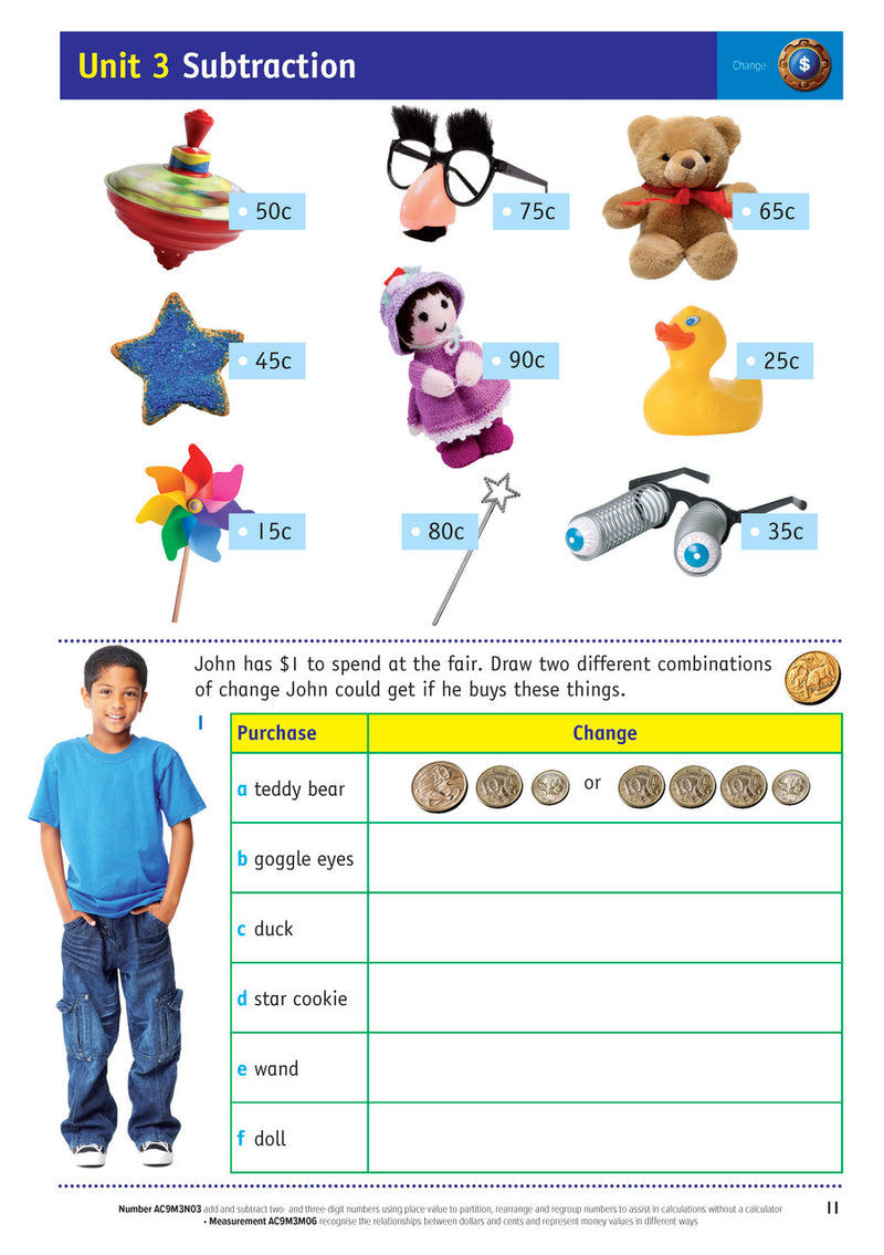 Sample inside page from the Targeting Maths Year 3 Student Book, taken from the publisher product gallery