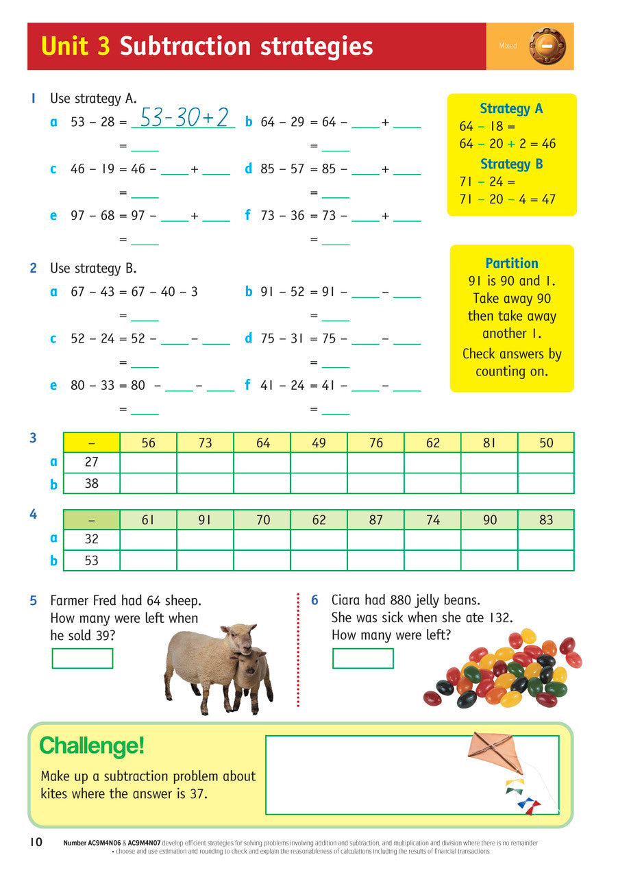 Sample inside page from the Targeting Maths Year 4 Student Book, taken from the publisher product gallery