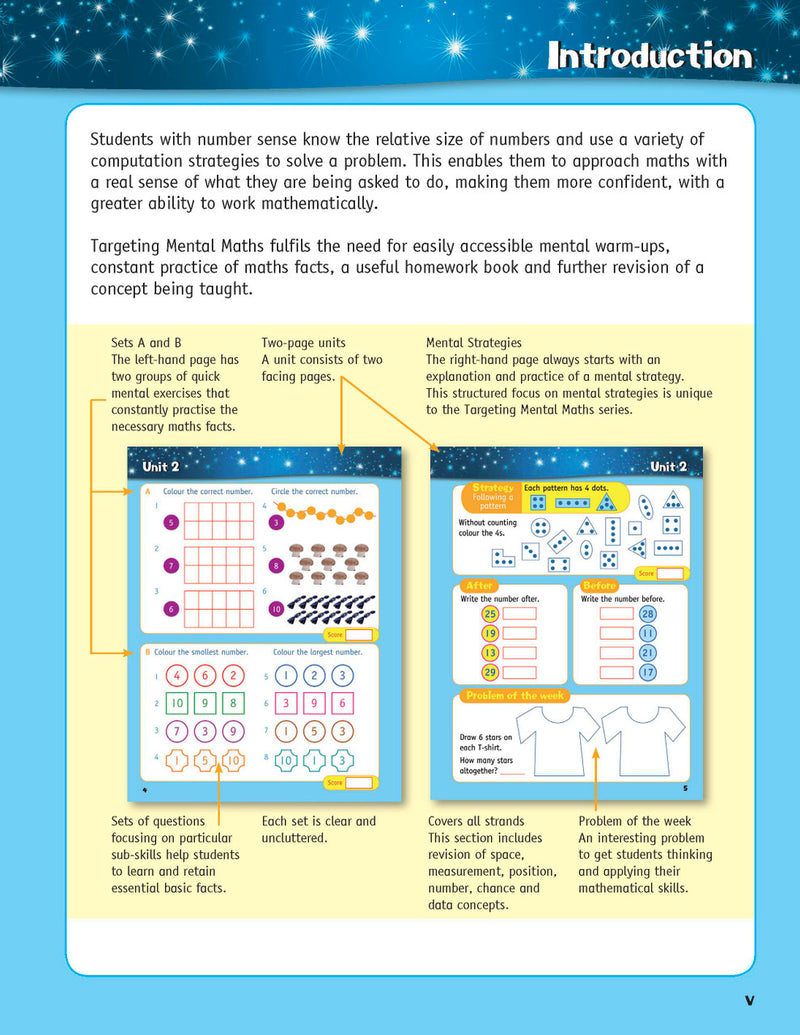 Sample inside page from the Targeting Mental Maths Year 1 book, taken from the publisher product gallery