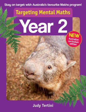 Front cover of the Targeting Mental Maths Year 2 2023 Curriculum Edition workbook from Pascal Press, the main product image
