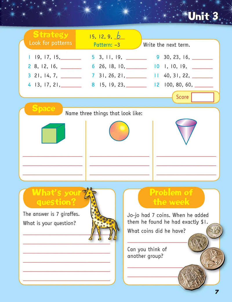 Sample inside page from the Targeting Mental Maths Year 3 2023 Curriculum Edition workbook, taken from the publisher product gallery