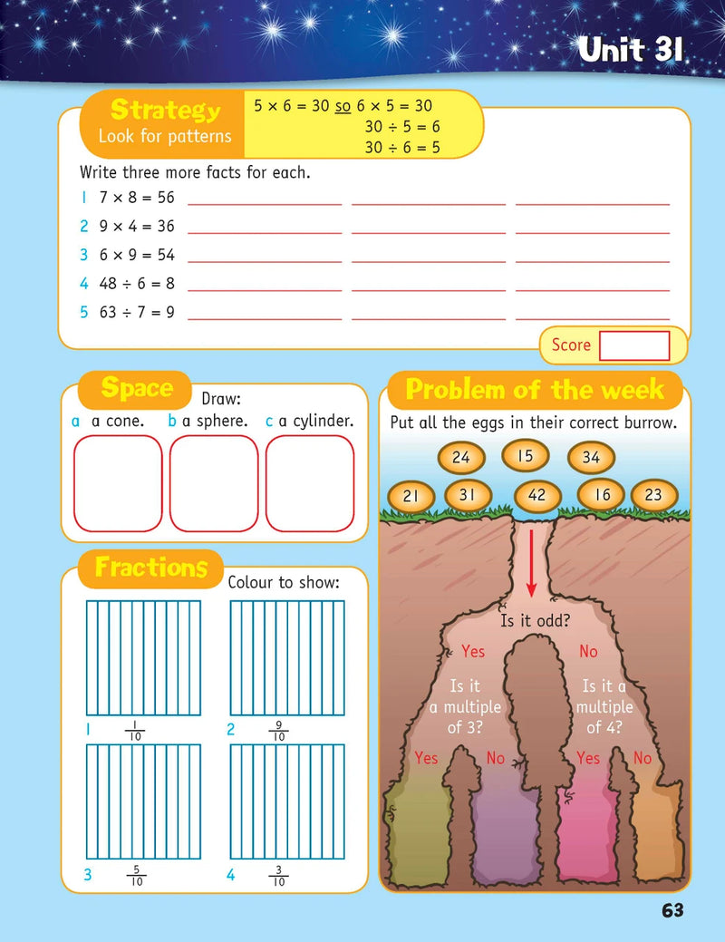 Sample inside page from the Targeting Mental Maths Year 3 2023 Curriculum Edition workbook, taken from the publisher product gallery