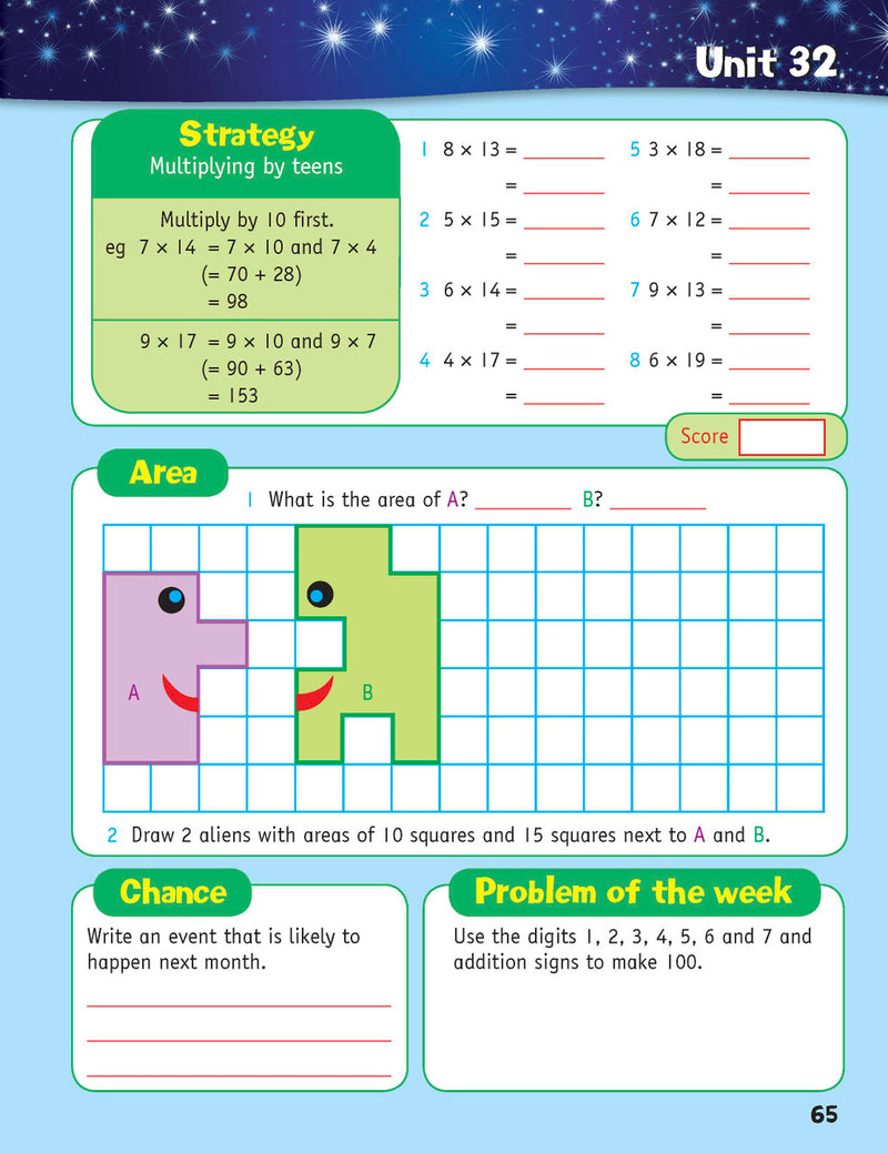 Sample inside page from the Targeting Mental Maths Year 3 2023 Curriculum Edition workbook, taken from the publisher product gallery