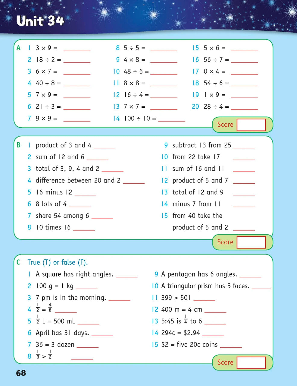Sample inside page from the Targeting Mental Maths Year 3 2023 Curriculum Edition workbook, taken from the publisher product gallery