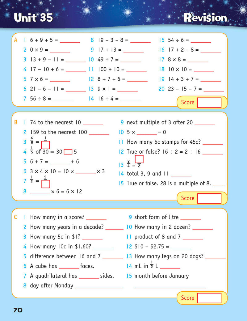 Sample inside page from the Targeting Mental Maths Year 3 2023 Curriculum Edition workbook, taken from the publisher product gallery