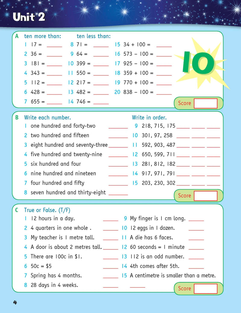 Sample inside page from the Targeting Mental Maths Year 3 2023 Curriculum Edition workbook, taken from the publisher product gallery