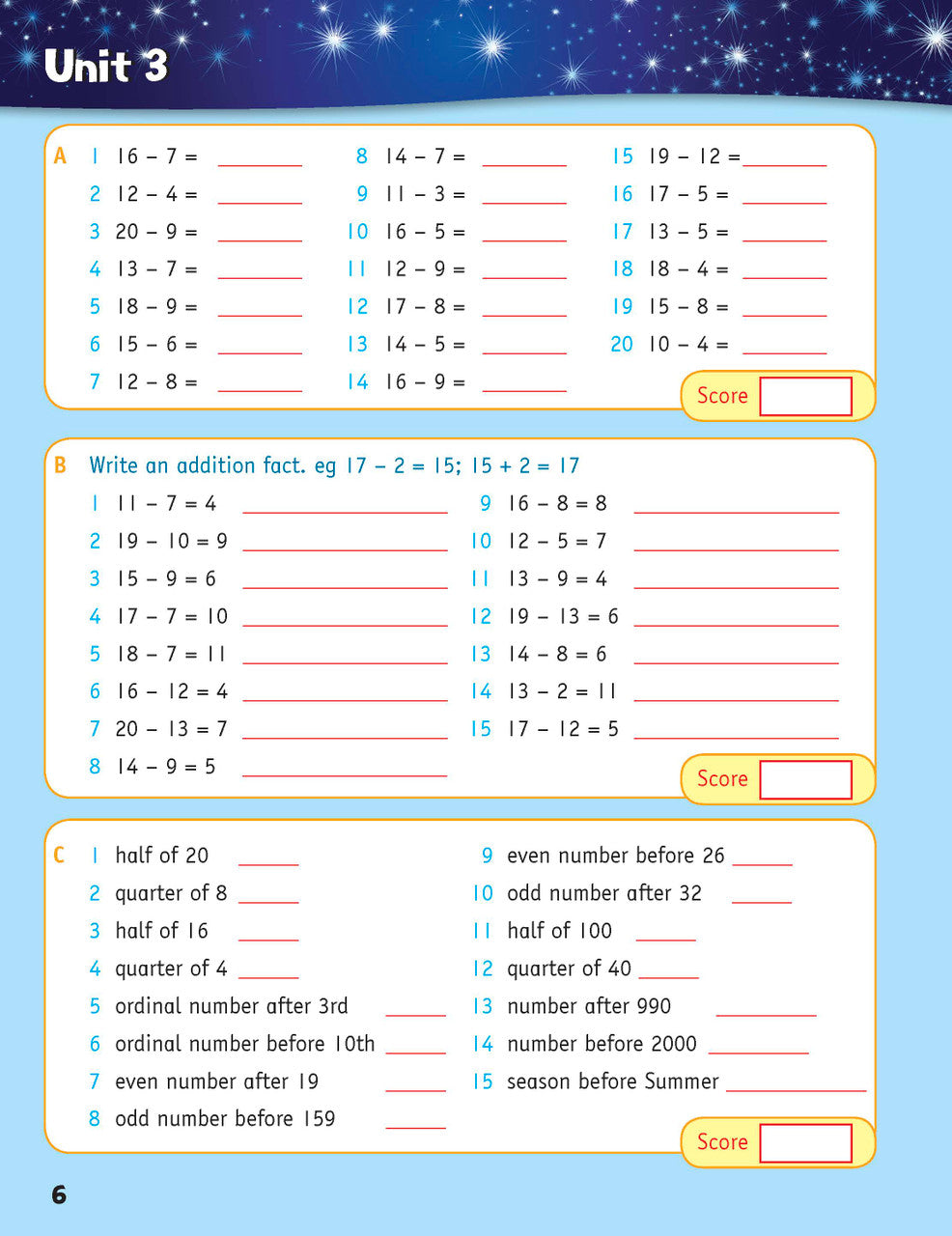 Sample inside page from the Targeting Mental Maths Year 3 2023 Curriculum Edition workbook, taken from the publisher product gallery