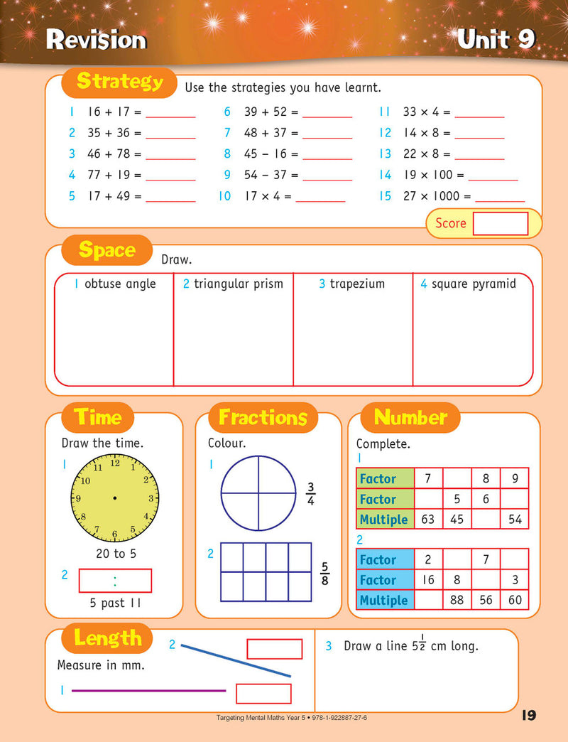 Sample inside page from the Targeting Mental Maths Year 5 2023 Curriculum Edition workbook, taken from the publisher product gallery