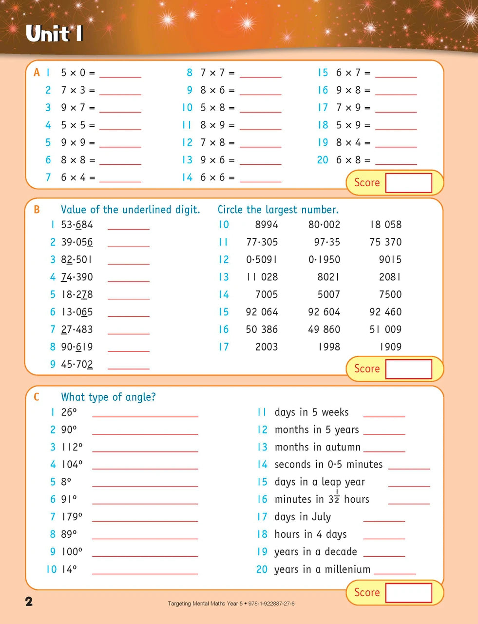 Sample inside page from the Targeting Mental Maths Year 5 2023 Curriculum Edition workbook, taken from the publisher product gallery