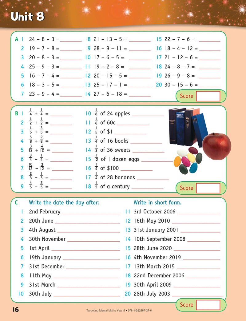 Sample inside page from the Targeting Mental Maths Year 5 2023 Curriculum Edition workbook, taken from the publisher product gallery