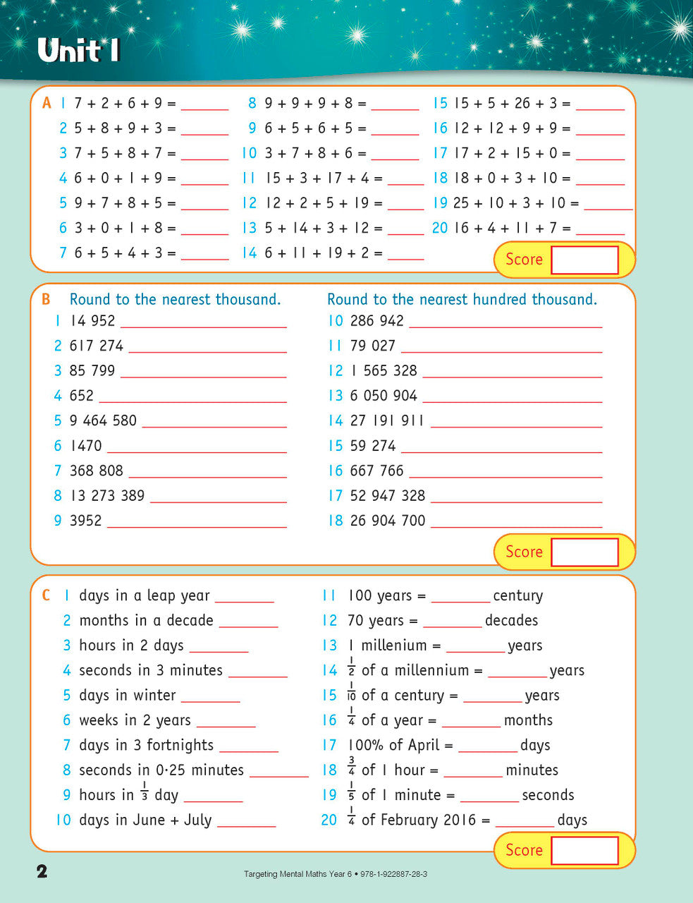 Sample inside page from the Targeting Mental Maths Year 6 2023 Curriculum Edition workbook, taken from the publisher product gallery