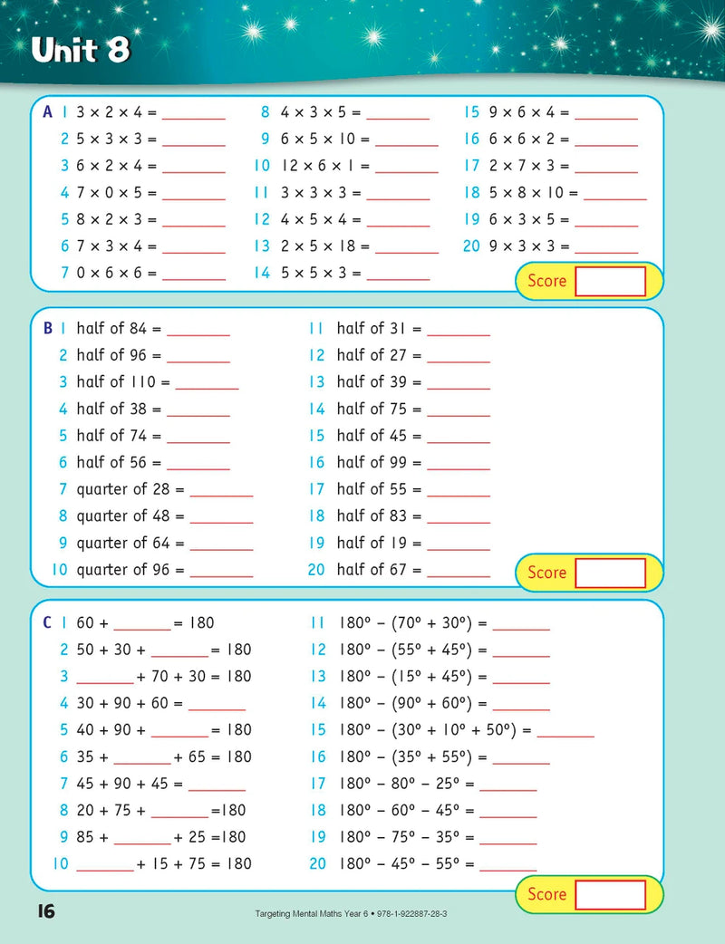 Sample inside page from the Targeting Mental Maths Year 6 2023 Curriculum Edition workbook, taken from the publisher product gallery