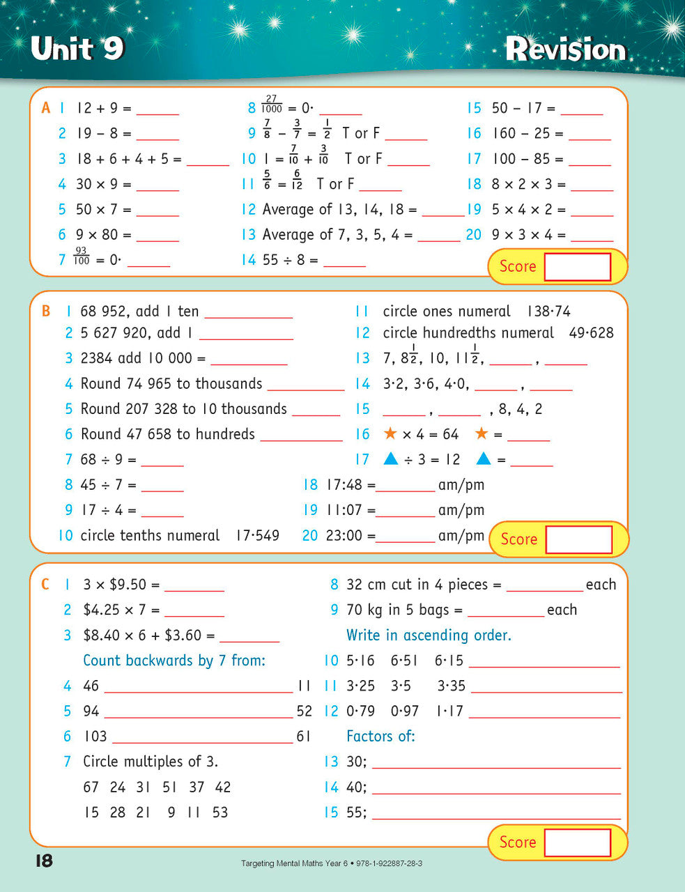 Sample inside page from the Targeting Mental Maths Year 6 2023 Curriculum Edition workbook, taken from the publisher product gallery