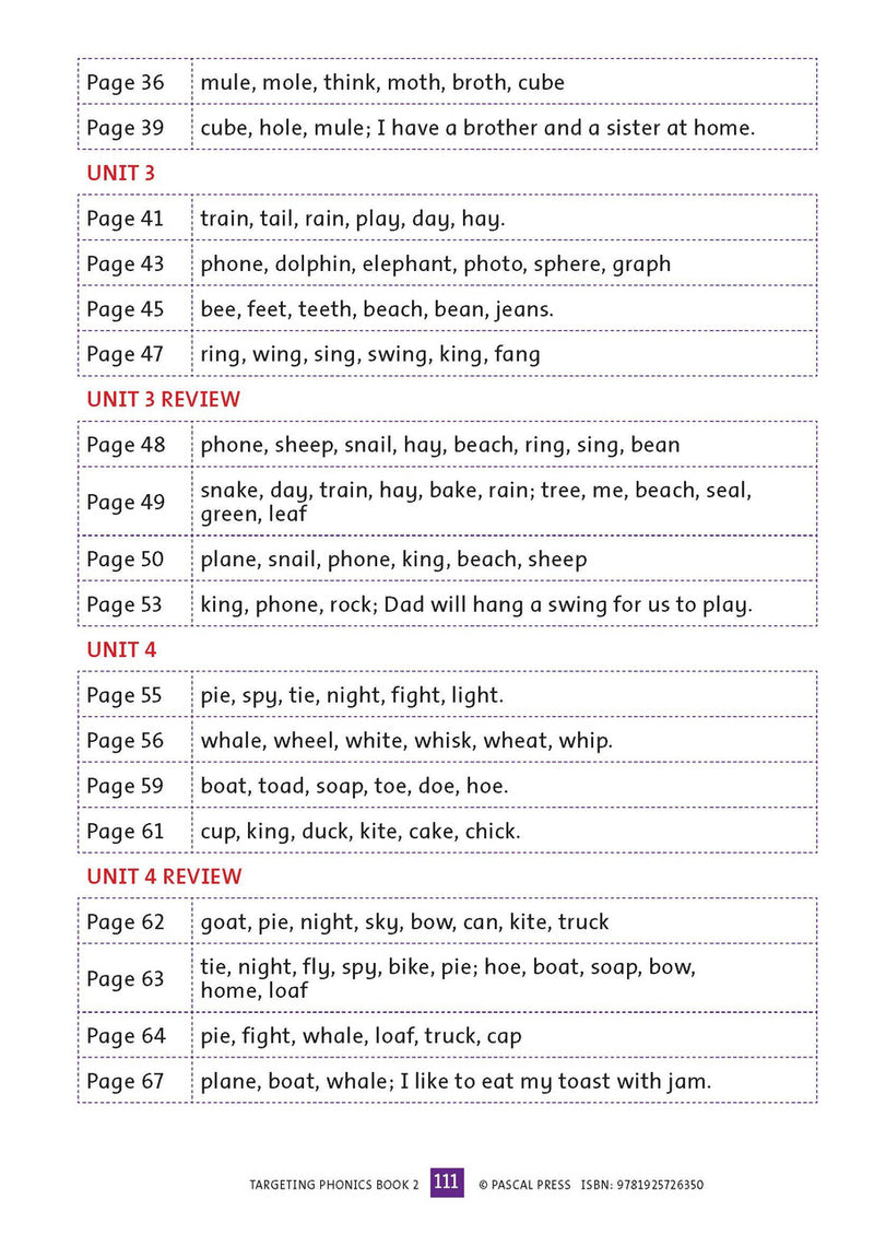 Sample interior activity page from the Targeting Phonics Book 2 phonics activity book, from the publisher preview gallery