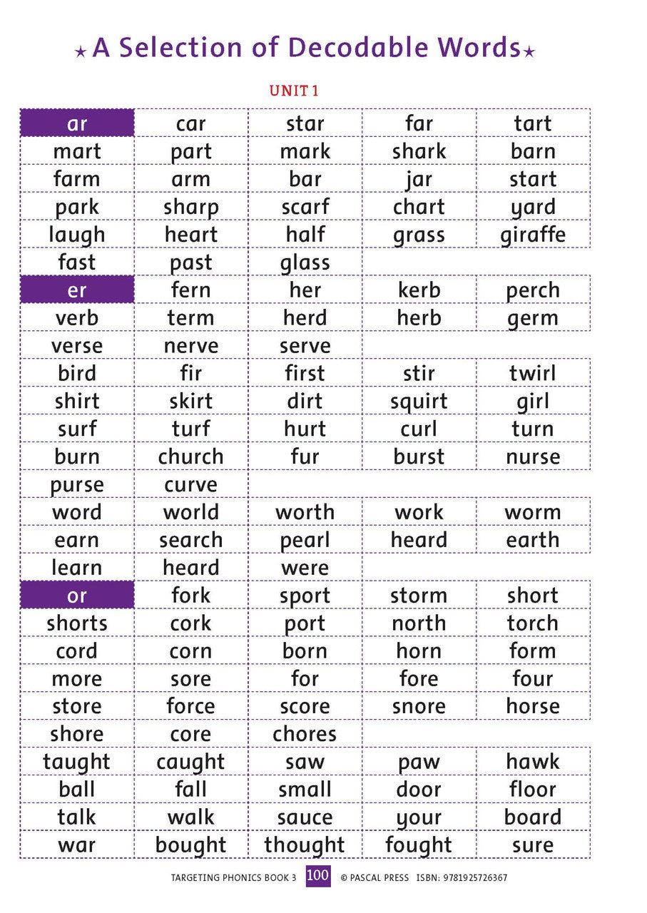 Sample interior activity page from the Targeting Phonics Book 3 phonics activity book, from the publisher preview gallery