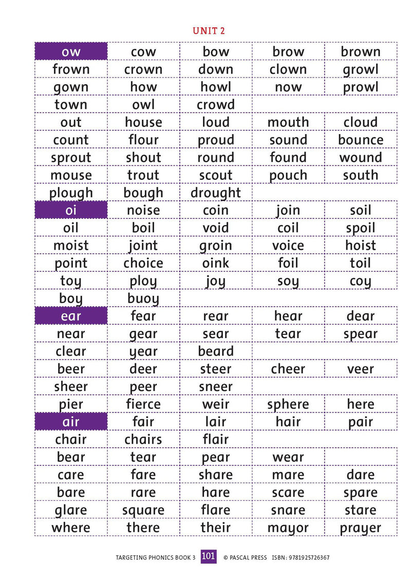 Sample interior activity page from the Targeting Phonics Book 3 phonics activity book, from the publisher preview gallery