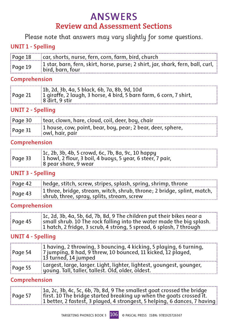 Sample interior activity page from the Targeting Phonics Book 3 phonics activity book, from the publisher preview gallery