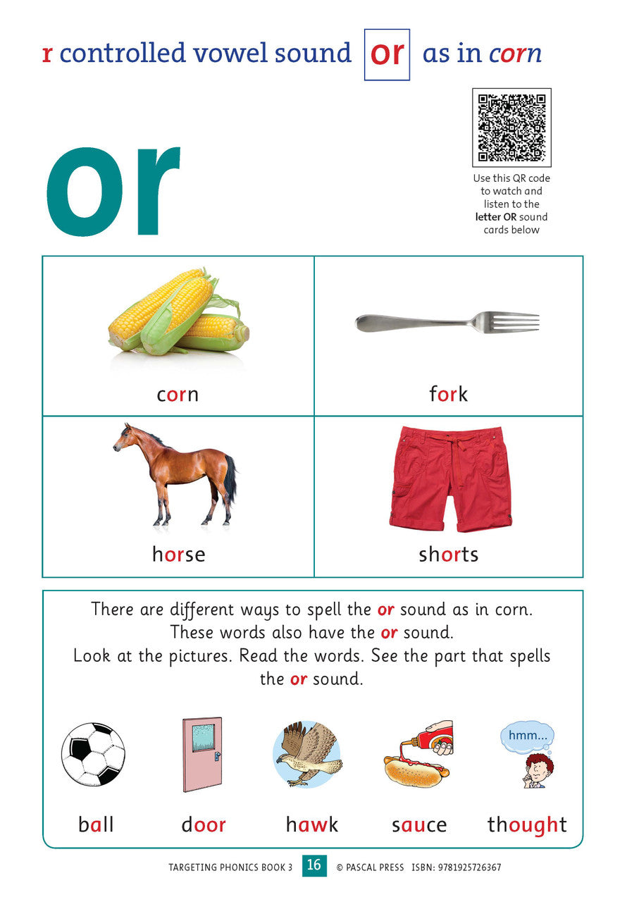 Sample interior activity page from the Targeting Phonics Book 3 phonics activity book, from the publisher preview gallery