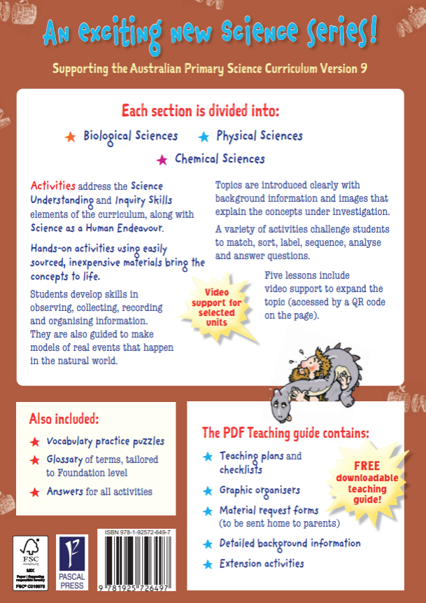 Publisher preview screenshot supplied in the product gallery for the Targeting Science Foundation science activity book