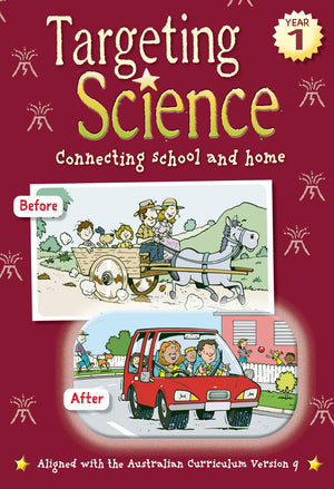 Front cover of the Targeting Science Year 1 science activity book from the Targeting series published by Pascal Press