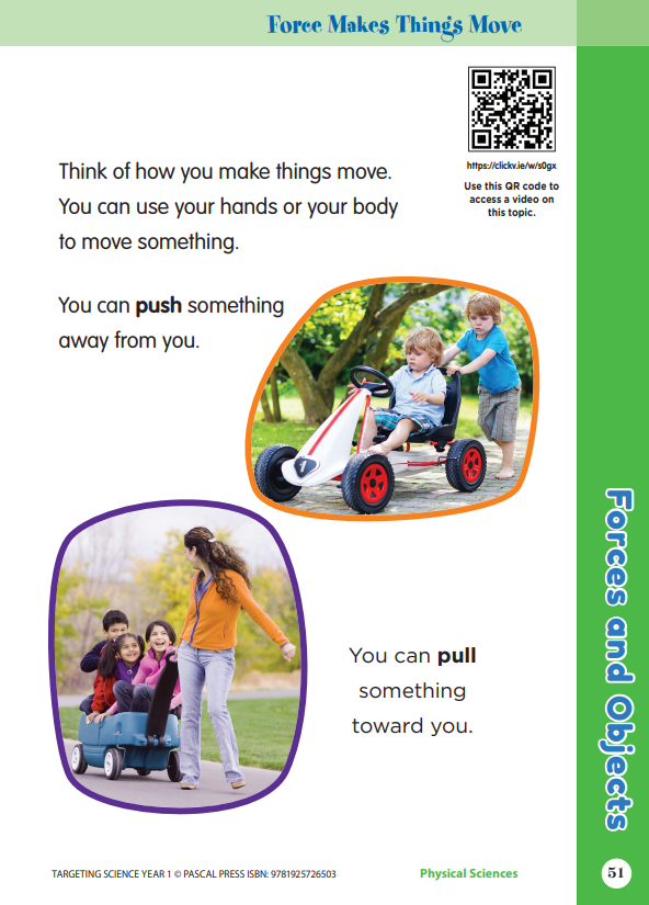 Sample interior activity page from the Targeting Science Year 1 science activity book, from the publisher preview gallery