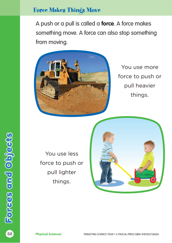 Sample interior activity page from the Targeting Science Year 1 science activity book, from the publisher preview gallery