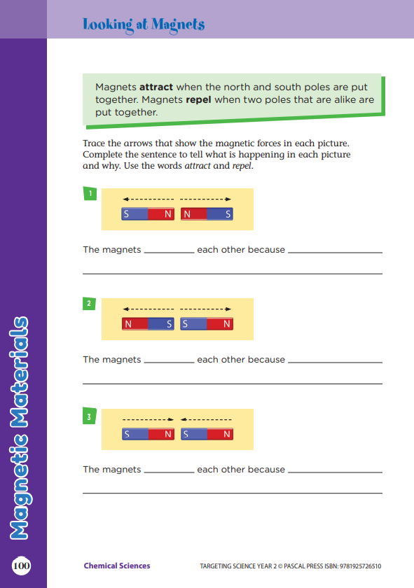 Sample interior activity page from the Targeting Science Year 2 science activity book, from the publisher preview gallery
