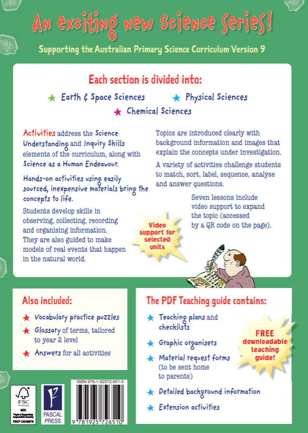 Publisher preview screenshot supplied in the product gallery for the Targeting Science Year 2 science activity book