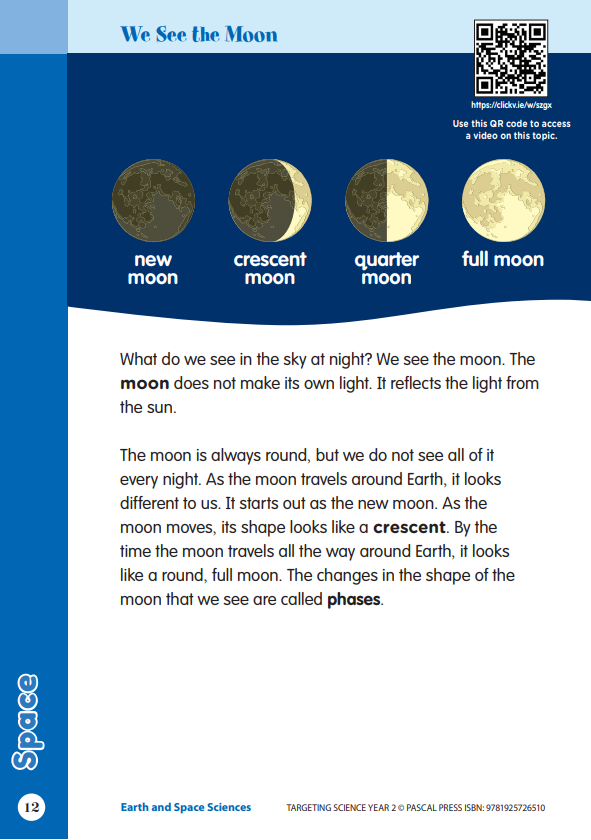 Sample interior activity page from the Targeting Science Year 2 science activity book, from the publisher preview gallery