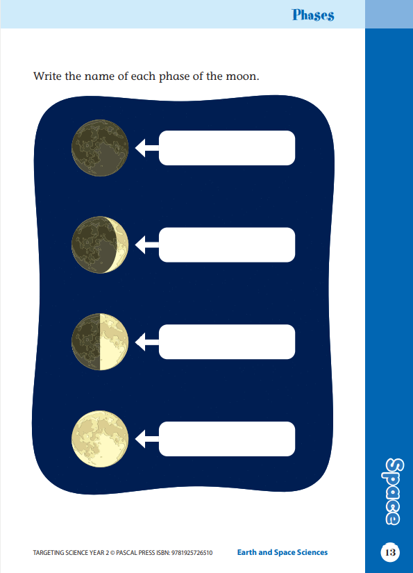 Sample interior activity page from the Targeting Science Year 2 science activity book, from the publisher preview gallery
