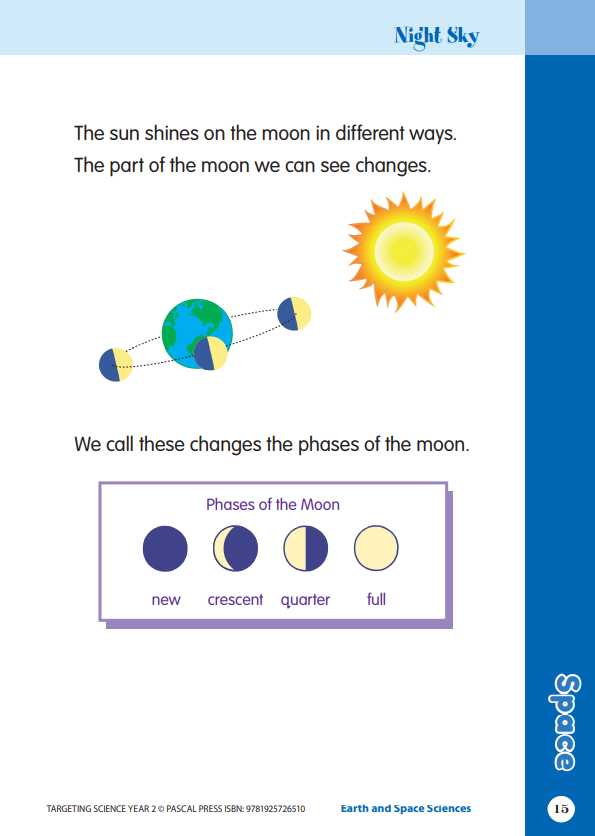 Sample interior activity page from the Targeting Science Year 2 science activity book, from the publisher preview gallery
