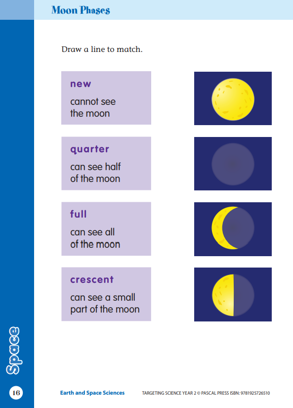 Sample interior activity page from the Targeting Science Year 2 science activity book, from the publisher preview gallery