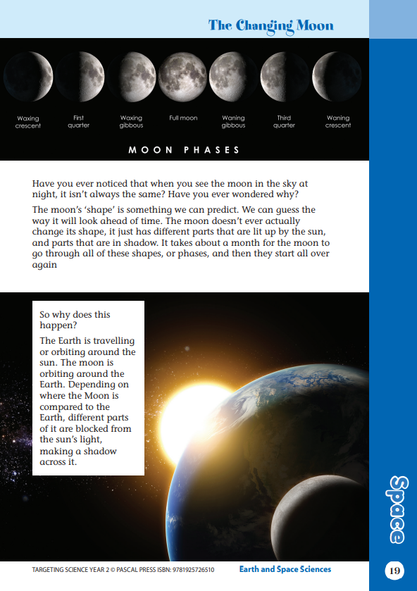 Sample interior activity page from the Targeting Science Year 2 science activity book, from the publisher preview gallery