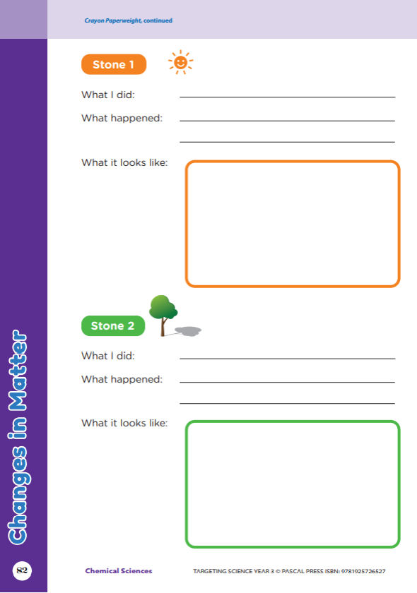 Sample interior activity page from the Targeting Science Year 3 science activity book, from the publisher preview gallery